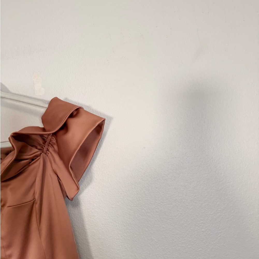 Anthropologie Ruffled Off-The-Shoulder satin midi dress women’s Sz XL - Picture 6 of 12